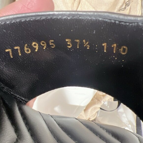 Gucci GG Marmont Chevron Black Kitten Heels Thong Sandals Leather EU 37.5 US 7.5 - Picture 10 of 12